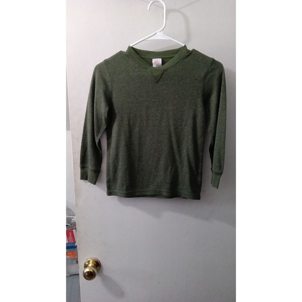 Wonder Nation Kids Thermal Long Sleeve Shirt Olive Size S (6-7
